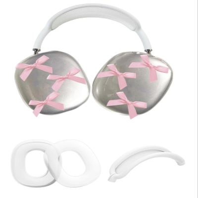 3 in 1 Bling Case Cover for AirPod Max, Clear TPU Glittering Rhinestones Stars Protective Ear Cups Covers Silicone Earpad Headband Covers Compatible for Apple AirPods Max Headphones (Bowknot)
