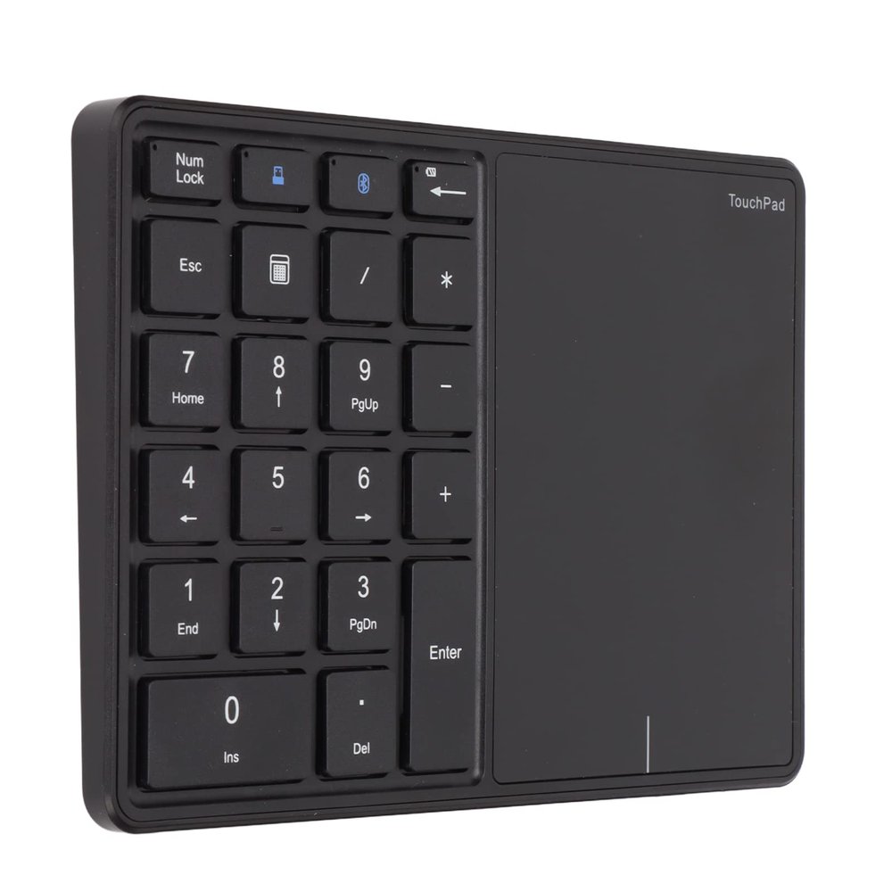 2 in 1 Numeric Keypad, Portable Number Pad, 22 Keys Touchpad Keypad for Laptop PC Desktop Notebook (Black)