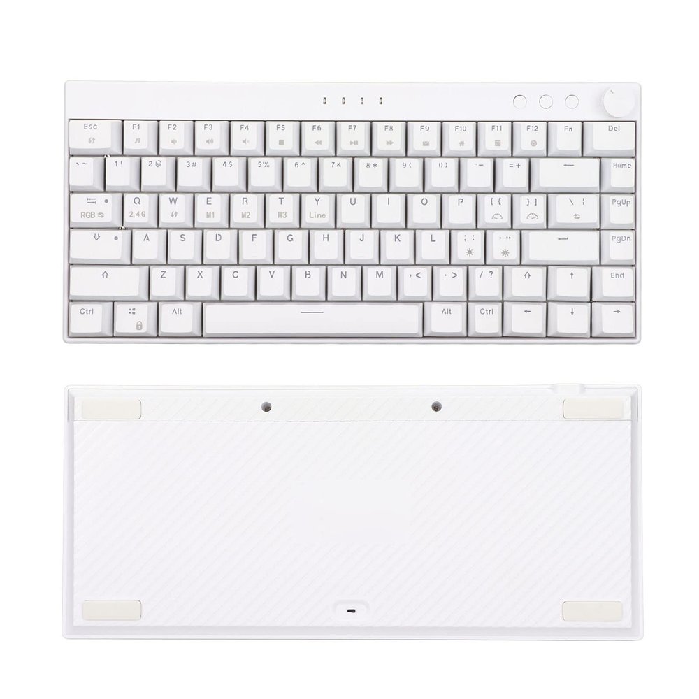 Mini Portable Keyboard, 82 Keys Mechanical Keyboard with RGB Dynamic Backlight, N Key Rollover, White Keyboard for Office Home (Red Switch)