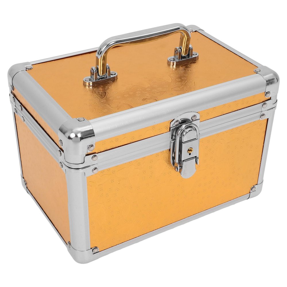 Tool Box Storage Organizer Gold Portable Aluminum Alloy with Handle