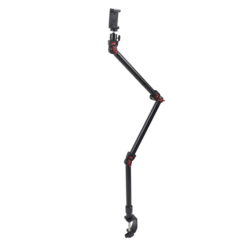 3 Section Adjustable Detachable Heavy Duty Overhead Camera Desk Mount Stand, Overhead Video Phone Mount Articulating Arm, 1/4inch 3/8inch 5/8inch Screw 360 Ball Head
