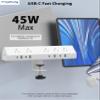 Jgstkcity Desk Clamp Power Strip,45W Fast Charging Station,4 USB-C,4 USB-A,Desk Mount Surge Protector,1875W Extension Cord with Multiple Outlets,ETL Listed,for Home Office Dorm Room,White,6 FT view 3