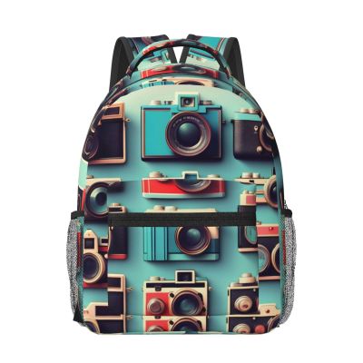NOUZU Retro Cool Camera Collection Print Multifunctional Laptop Backpack For Men Women, Travel Backpack Carry On Flight Approved