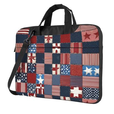 Flag Patchwork Print Laptop Bag Pouch Briefcase Fits 13/14/15.6 Inch Notebook