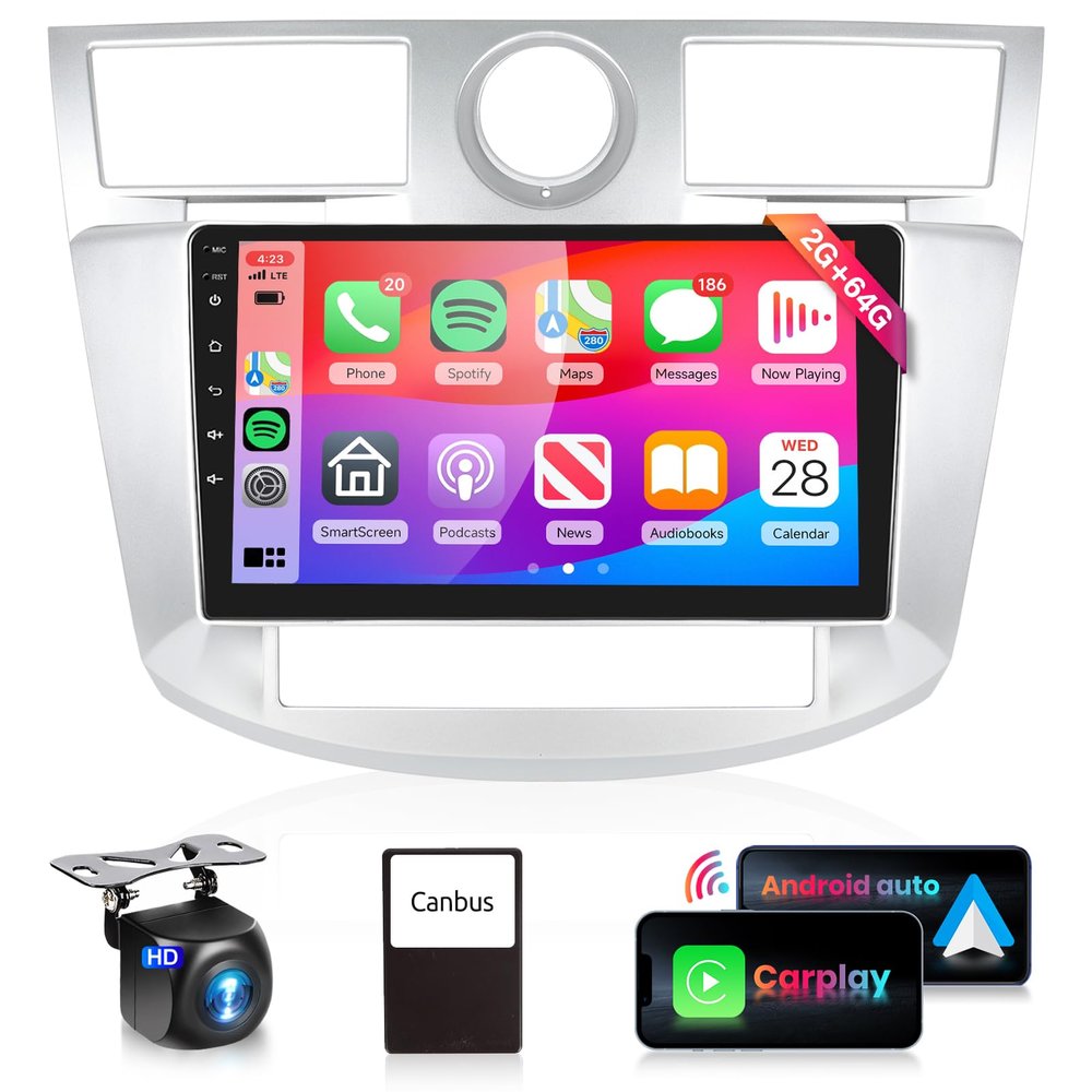 2G 64G Android Car Stereo for Chrysler Sebring 2006-2010 Radio with Wireless Carplay Android Auto,9inch 1080P Touch Screen Car Audio with BT FM Radio GPS WiFi Mirror Link Backup Camera Mic