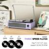 Record Player for Vinyl All-in-one Turntable with Speakers Belt-Driven Turn Table 3-Speed 3 Size 33 1/3 45 78 RPM BT Wireless Headphone AUX-in RCA LP Phonograph Auto Stop New Sleek Light Pale Purple view 4