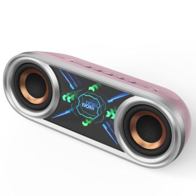 DOSS SoundBox Pro+ P400 Bluetooth Speaker, 50W Stereo Sound with Extra Bass, 26H Playtime, Cool Phantom Mirror Lights, IPX5 Waterproof for Outdoor, Home, Party, and Electronic Gadgets-Pink