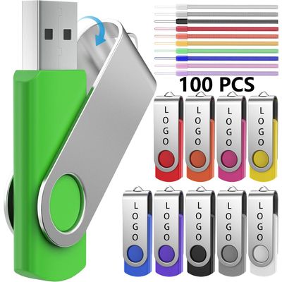 FEBNISCTE 100 Pack 1G Flash Drive - Customized Your Logo USB 2.0 Thumb Drive Memory Stick - 100 PCS