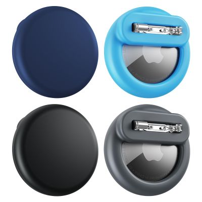 Compatible for Air Tags-4 Pack Apple Kids Hidden, for Airtag Holder for Kid, for AirTag Hidden Kids Holder with Invisible Pin, for Children, Elderly, Luggage, Clothing (Black Gray Navyblue Sky Blue)
