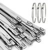 Aroono 6 inch Metal Cable Zip Ties Heavy Duty, 100PCS Outdoor Cable Ties- 304 Stainless Steel, 0.47" Extra Width Wire Ties-337lbs Tensile Strength, for Machinery, Vehicles, Cables, Pipes, Fence view 1