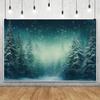Leowefowa 15x8ft Winter Night Photo Backdrop Merry Christmas Snowing Forest Tree Background Fairy Tale Wonderland Nature Scenery Snowfield Decor Party Decor Banner Photo Supplies Prop view 1