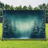 Leowefowa 15x8ft Winter Night Photo Backdrop Merry Christmas Snowing Forest Tree Background Fairy Tale Wonderland Nature Scenery Snowfield Decor Party Decor Banner Photo Supplies Prop view 4
