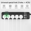 Universal Power Strip with USB Ports, Individual Swtich, 6ft Power Cord, 5 Universal AC Outlets, 4USB C and 2USB (5V/4.2A), Max 3000w, 110-240V, Child Safe Door, Multi Plug Power Strip for Travel view 2