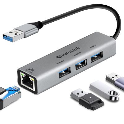 USB ethernet Adapter, USB 3.0 hub with rj45,4-in-1 3.0 Hub with Gigabit Ethernet Adapter, Gigabit Ethernet to USB Adapter for Laptop,PC, MacBook Pro, iPad Pro,and More Type A Laptops