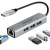 USB ethernet Adapter, USB 3.0 hub with rj45,4-in-1 3.0 Hub with Gigabit Ethernet Adapter, Gigabit Ethernet to USB Adapter for Laptop,PC, MacBook Pro, iPad Pro,and More Type A Laptops view 1