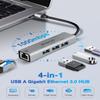 USB ethernet Adapter, USB 3.0 hub with rj45,4-in-1 3.0 Hub with Gigabit Ethernet Adapter, Gigabit Ethernet to USB Adapter for Laptop,PC, MacBook Pro, iPad Pro,and More Type A Laptops view 2