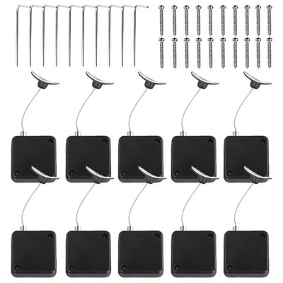 Retractable Security Cable Lock for Remote Controls, Self-Adhesive, 39-Inch, Pack of 10, Anti-Lost Adjustable Cable with Hardware