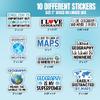 10pcs Geography Sticker Sheet, Educational and Cute Vinyl Decals for Geography Lovers, Teachers, World Travelers, Waterproof, UV-Resistant, for Laptop, Water Bottle, Journal, Notebook, Phone Case view 2