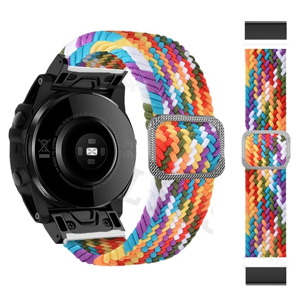 RORFFK 22mm 26mm Watchband For Garmin Epix Fenix 7 7X 6X 6 Pro 5X Plus 3HR Descent MK1 Mk2i 22 26mm Watch Band Straps Braided Nylon Belt(A,22mm Fenix 5 5Plus)