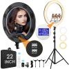 22in Large Ring Light with Stand,512pcs Bulbs Big Ring Light with 75" Tripod for iPhone/LED Display/4 Clips/2 USB Ports,2600K-6500K Dimmable Barber Light,for TikTok Video Recording Tattoo Lash Makeup view 1