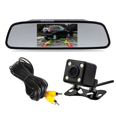 4.3" TFT LCD Car Rear View Mirror Monitor Kit + Waterproof 4LED Backup Reverse Reversing Camera 170for Car/Vehicle