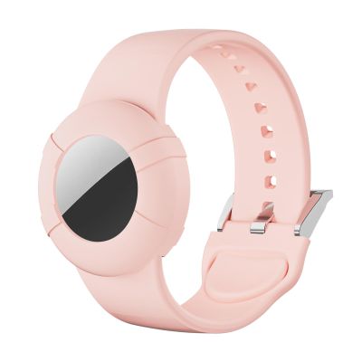 Adults Bracelet Compatible with AirTag, Soft Silicone Adults Wristband, Anti-Lost, Anti-Scratch Protective Case Cover Holder Compatible with Apple Air Tags Tracker (Pink)