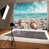 12x8ft Beach Backdrop Summer Blue Sea Sandbeach Photography Background Shell Conch Starfish Ocean Decorations Banner Seaside Sky Holiday Travel Vacation Party Photo Booth Props view 3