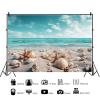 12x8ft Beach Backdrop Summer Blue Sea Sandbeach Photography Background Shell Conch Starfish Ocean Decorations Banner Seaside Sky Holiday Travel Vacation Party Photo Booth Props view 4