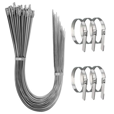 Aroono Heavy Duty Metal Zip Ties-56 inch, 304 Stainless Steel, Large Zip Ties, Supports up to 337 lbs-Ideal for Exhaust Wrap, Chain Link, Fence Parts, Wire Fence Rolls, Poultry Fence Outdoor (25PCS)