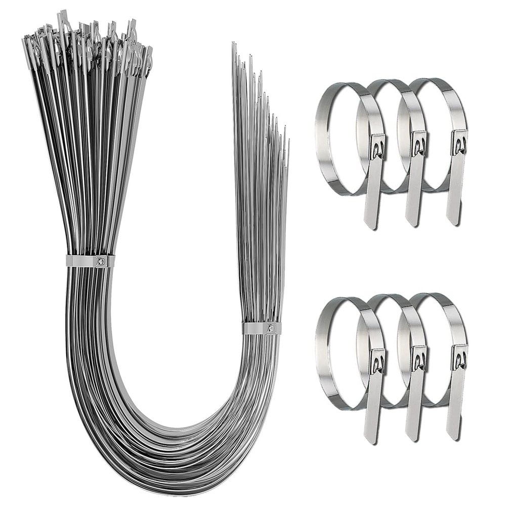 Aroono Heavy Duty Metal Zip Ties-56 inch, 304 Stainless Steel, Large Zip Ties, Supports up to 337 lbs-Ideal for Exhaust Wrap, Chain Link, Fence Parts, Wire Fence Rolls, Poultry Fence Outdoor (25PCS)