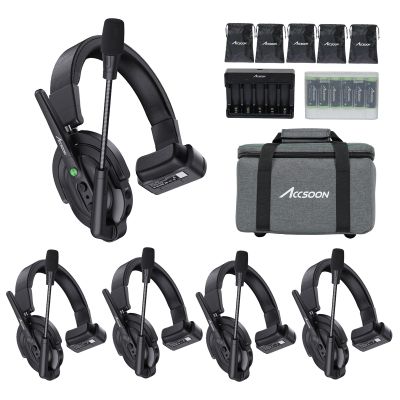 Accsoon Como 1 Host 4 Remotes Kit Wireless Headset Intercom System,1.9GHz Full DuplexFull Duplex Digital Communication System, 400M/1312ft, 10+ Hours Working Times-5 Pack
