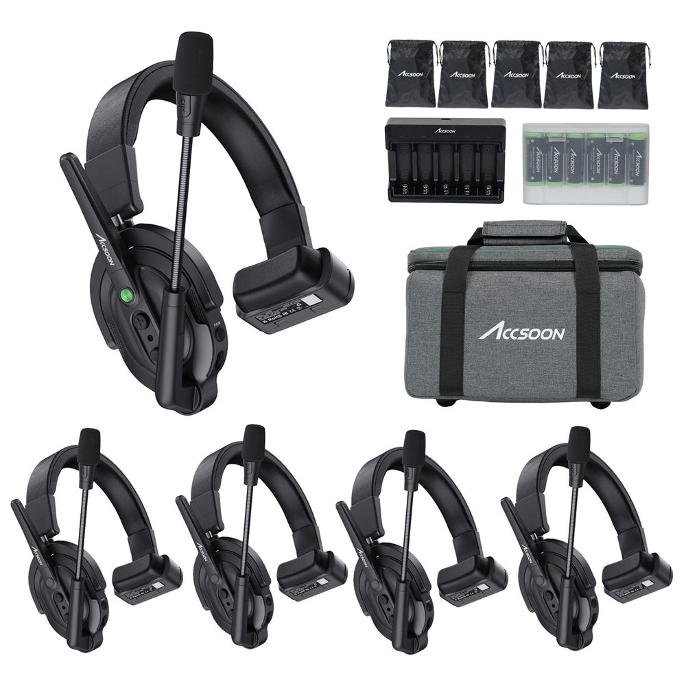 Accsoon Como 1 Host 4 Remotes Kit Wireless Headset Intercom System,1.9GHz Full DuplexFull Duplex Digital Communication System, 400M/1312ft, 10+ Hours Working Times-5 Pack