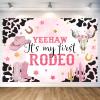 12X10ft Western Cowgirl Birthday Backdrop, Pink Birthday Photography Backdrop My First Rodeo Party Backdrop Western Cowgirl Theme Birthday Party Background Decor Portrait Photo Booth Props view 1