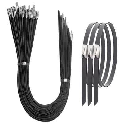 Aroono 25PCS 304 Stainless Steel Zip Ties-Heavy Duty, 28 inch Self-Locking Cable Ties-Black, Supports up to 180 lbs, Ideal for Machinery, Vehicles, Cables, Pipes.