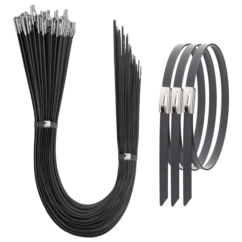 Aroono 25PCS 304 Stainless Steel Zip Ties-Heavy Duty, 28 inch Self-Locking Cable Ties-Black, Supports up to 180 lbs, Ideal for Machinery, Vehicles, Cables, Pipes.