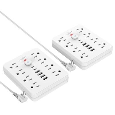 JouleLoom Power Strip Surge Protector with 8 Outlets, 4 USB and 2 USB C Ports, 5 Ft Extension Cord, Flat Plug, Wall Mount, Overload Protection Desk USB Charging Station for Home, Office