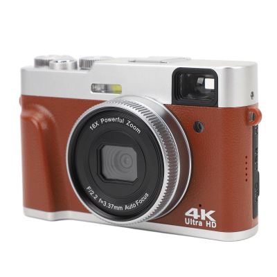 YUYTE 48MP Autofocus Compact 4K Digital Camera with 2.8 Inch Screen, Beauty Face Mode, for Photography, 16X Digital Zoom, Anti Shake, Compact Design, Dual Use as Webcam (Brown)