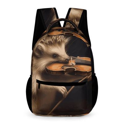 GHBNK Backpack for Women Laptop Bag Animal Hedgehog Music Violin Travel Backpack Casual Daypack Carry on Backpack