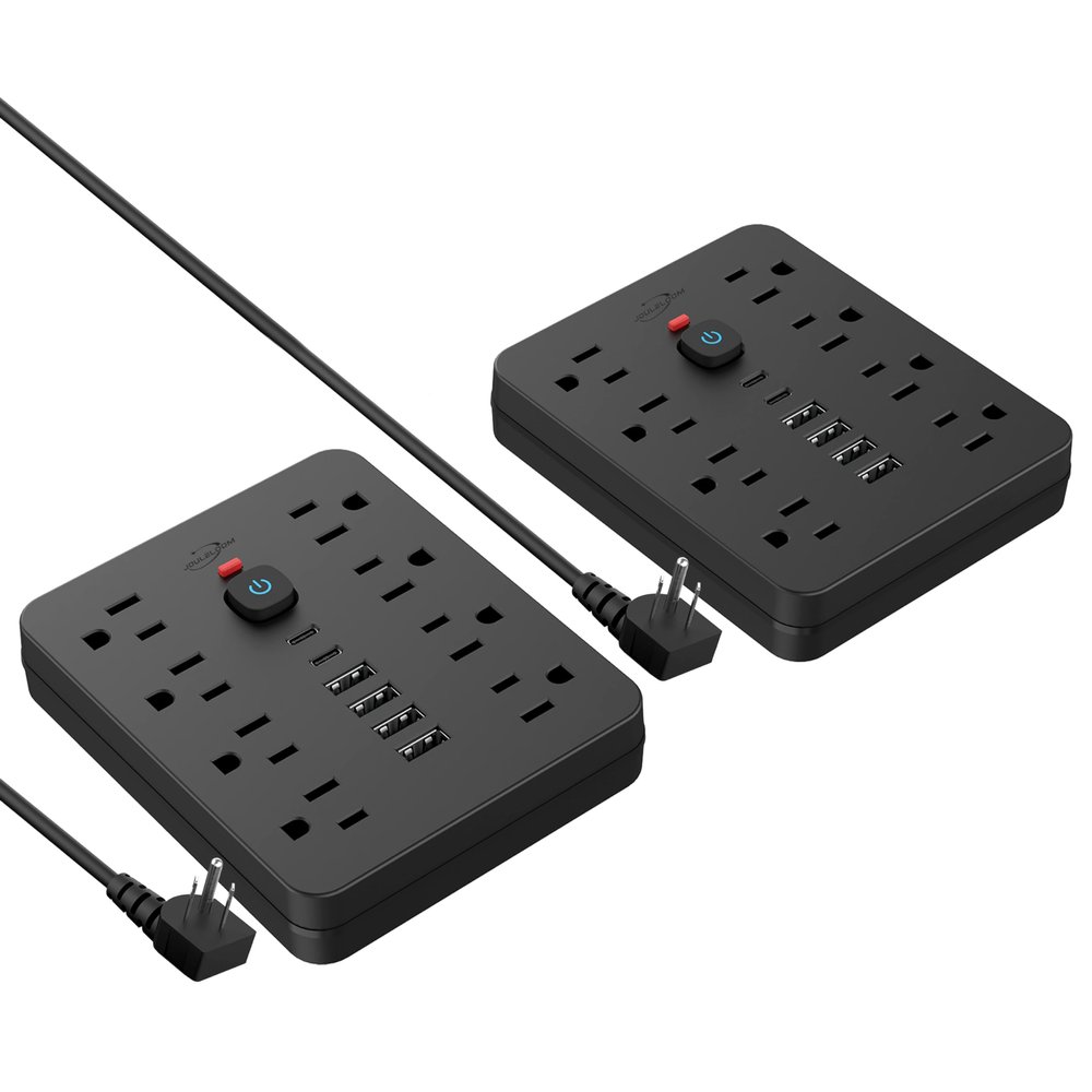 JouleLoom Power Strip Surge Protector with 8 Outlets, 4 USB and 2 USB C Ports, 5 Ft Extension Cord, Flat Plug, Wall Mount, Overload Protection Desk USB Charging Station for Home, Office