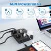 JouleLoom Power Strip Surge Protector with 8 Outlets, 4 USB and 2 USB C Ports, 5 Ft Extension Cord, Flat Plug, Wall Mount, Overload Protection Desk USB Charging Station for Home, Office view 2