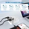 JouleLoom Power Strip Surge Protector with 8 Outlets, 4 USB and 2 USB C Ports, 5 Ft Extension Cord, Flat Plug, Wall Mount, Overload Protection Desk USB Charging Station for Home, OfficeWhite view 2