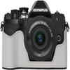 BMAOLLONGB E-M10 IV Case, Handmade PU Leather Half Camera Case Bag Cover Bottom Opening Version for Olympus OM-D E-M10 Mark IV With Hand Strap (White) view 1
