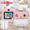 Maxlife Children's Camera Instant Camera Pink - Children's Camera with Printing Paper - Full HD Video Recording - Creative Camera with Instant Image Print of Photos Notes Stickers and Labels - 2.4 view 2