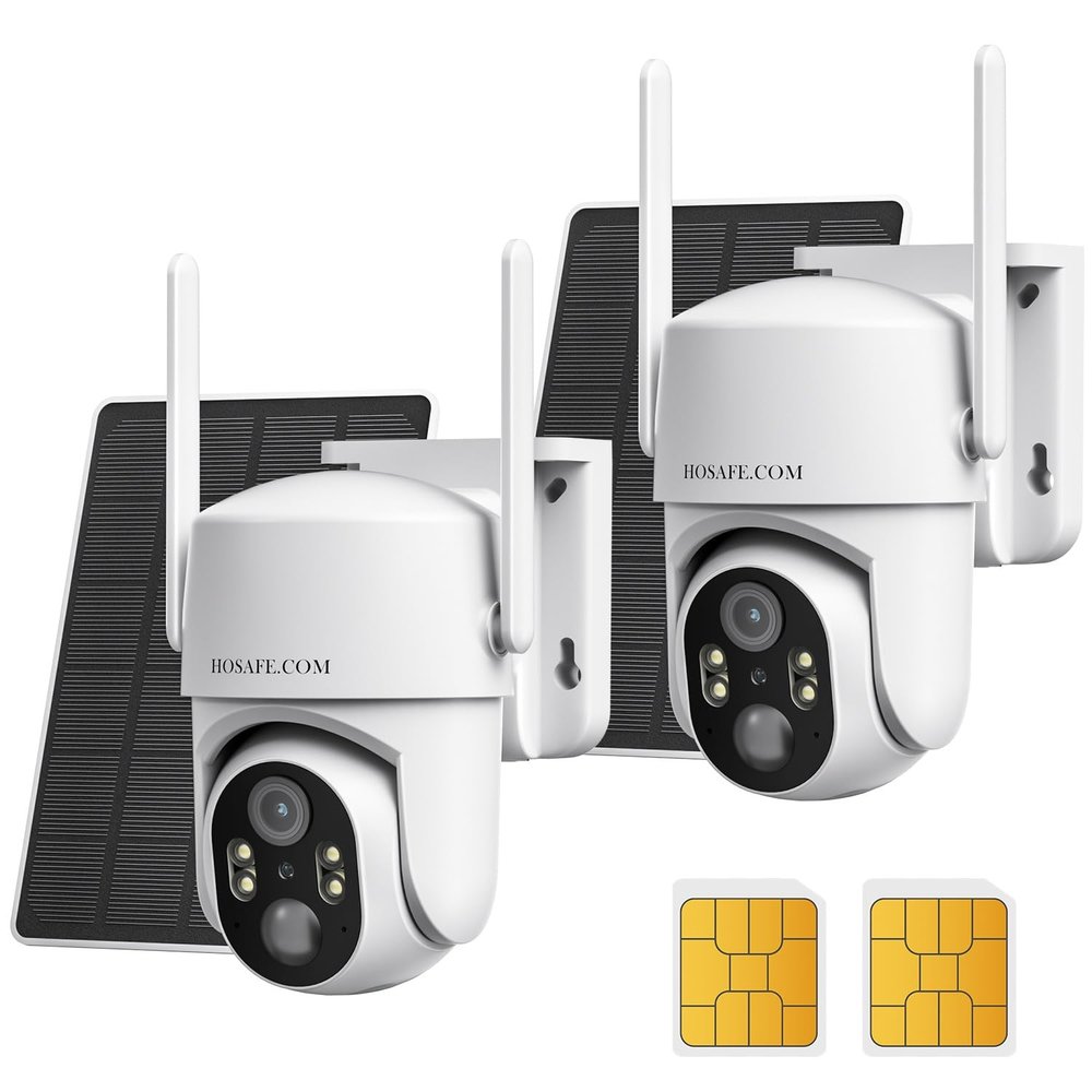 No WIFI Security Camera No Internet Needed, 4G LTE Cellular Security Camera Outdoor Wireless, Solar Camera for Home Security, PIR Motion Detction, 2K Color Night Vision, IP66 Waterproof, 2 Pack