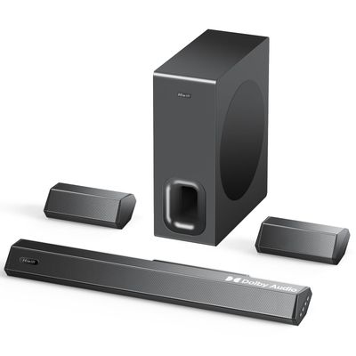 5.1 Dolby Audio Sound Bar for 4K & Smart TV, Surround Sound System for TV, Home Theater Sound Bar with Wireless Subwoofer, 2 Surround Speakers, 12-Level Adjustable Bass and Treble, HDMI ARC Soundbar