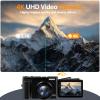 4K Digital Camera for Photography Auto-Focus Vlogging Camera for YouTube Video with 3'' 180 Flip Screen 16X Anti-Shake 4K Camera Compact Cameras with SD Card, Flash, 2 Batteries view 2