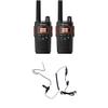 Cobra RX380 2-Pack Walkie Talkies & Compatible Cobra GA-SV01 2P Surveillance Headset Microphones: Rechargeable, 40 Preset Channels, Long Range 32-Mile Two-Way Radio Set, Black view 1