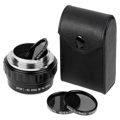 Fotodiox DLX Stretch Adapter Compatible with Olympus OM Lens for L-Mount Alliance Cameras, Featuring Macro and ND Filter Capabilities
