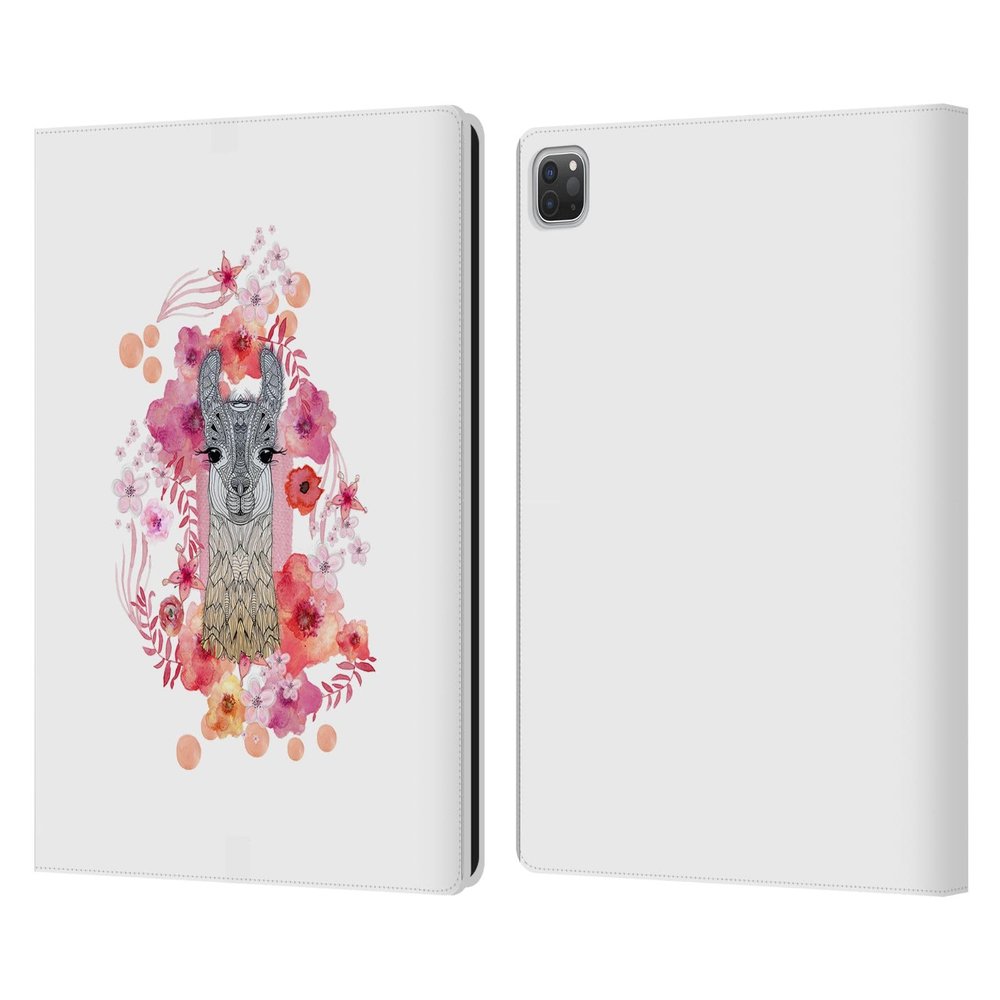 Head Case Designs Officially Licensed Monika Strigel Baby Llama Animals and Flowers Leather Wallet Case Compatible with Apple iPad Pro 13 M4 2024