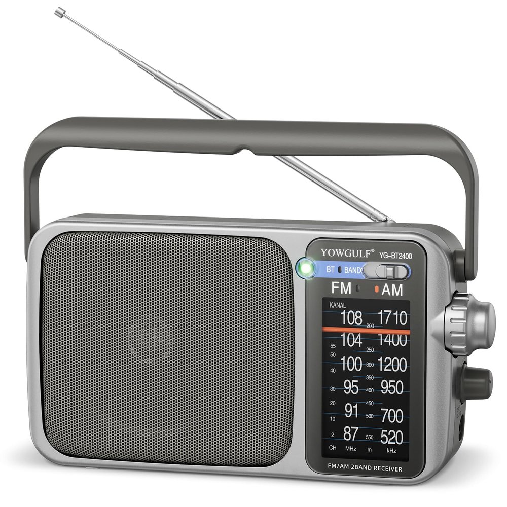 YOWGULF AM FM Radio with Best Reception,Bluetooth Portable AM FM Transistor,Battery Operated Radio or AC Power,Large Dial,Headphone Jack, Gifts for Seniors Elderly